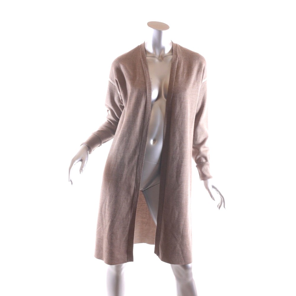 Lafayette 148 New York Light Brown Wool Long Sweater Coat Cardigan Size S